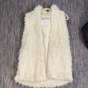 BCBG White Fuzzy Vest.